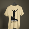 beige color impossible is just a big word thrown by small men graphic printed t-shirt on a hanger