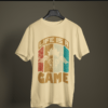 beige color life is a game graphic tee on a hanger