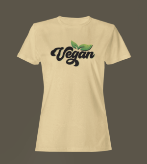 Beige Color Women’s Premium Quality Round Neck Half Sleeve Vegan Graphic Tees