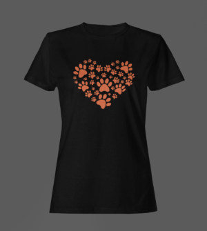 Black Color Women’s Premium Quality Half Sleeve Pawfect Love Printed Tees