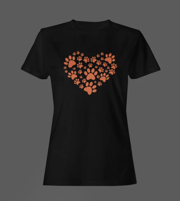 Black Color Women’s Premium Quality Half Sleeve Pawfect Love Printed Tees