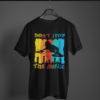 black color don't stop the music graphic tee on a hanger