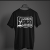 black color music in my mind graphic tee on a hanger