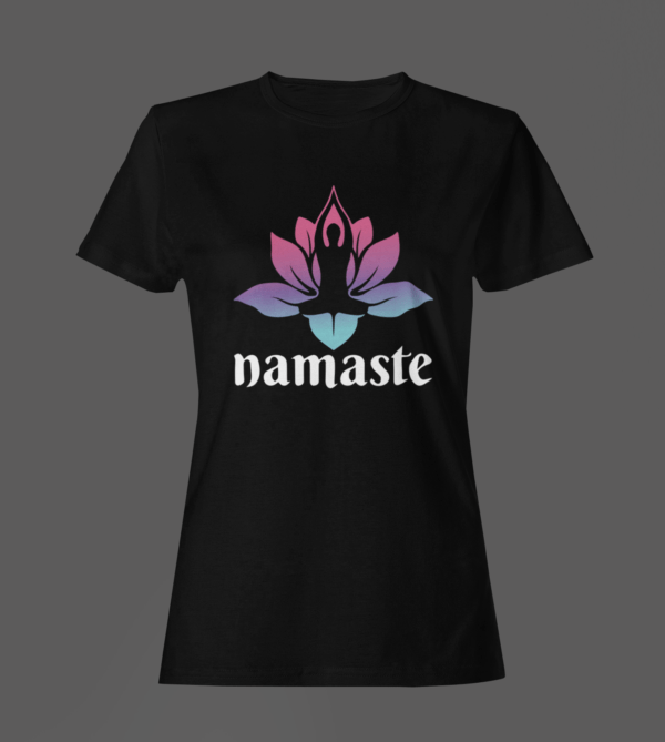 Black Color Women’s Premium Quality Round Neck Half Sleeve Namaste Graphic Tees