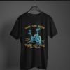 black color rise and shine graphic printed t-shirt on a hanger