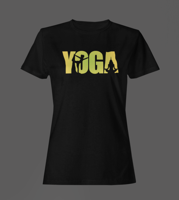 Black Color Women’s Premium Quality Round Neck Half Sleeve Yoga Printed Tees