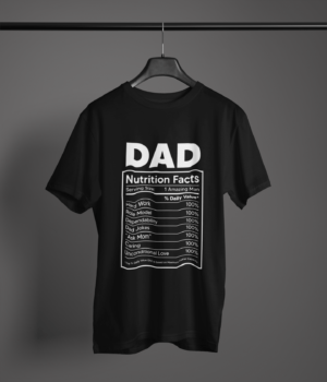 black-dad-nutrition-facts graphic tee on-a-hanger