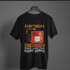 black color electrical engineers have just the right spark graphic printed t-shirt on a hanger