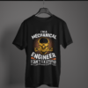 petrol blue color I'm a mechanic printed tee on a hanger