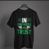 black color in engineers we trust printed t-shirt on a hanger