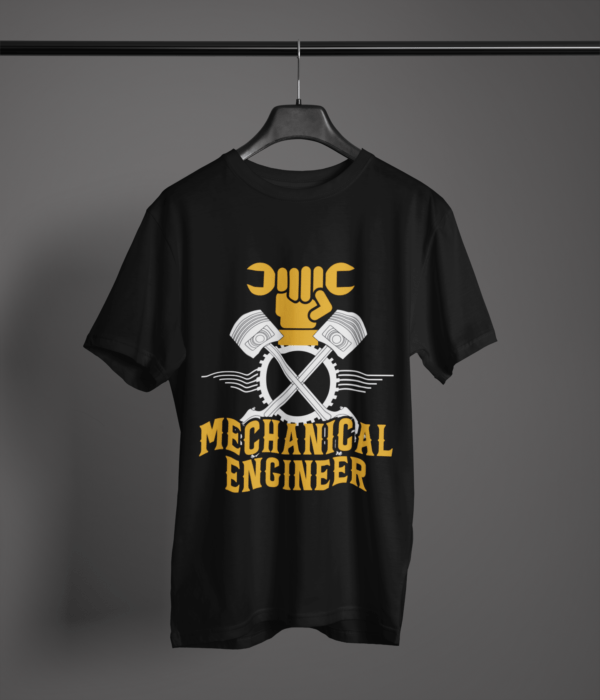 black-mechanical-engineer graphic tee on-a-hanger