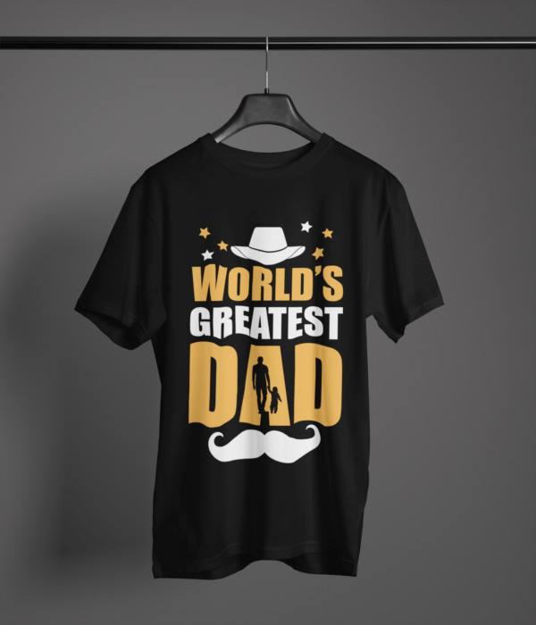 black-worlds-greatest-dad printed tee on-a-hanger