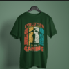 bottle green color evolution gaming graphic tee on a hanger
