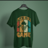 bottle green color life is a game graphic tee on a hanger