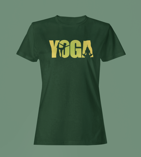 Bottle Green Color Women’s Premium Quality Round Neck Half Sleeve Yoga Printed Tees