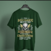 bottle green color i'm a mechanic graphic-t-shirt on a hanger