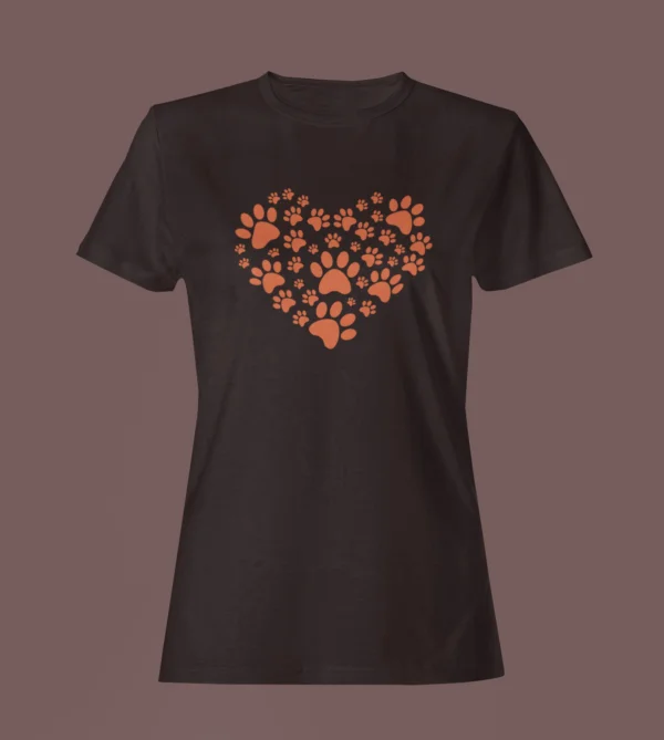 Coffee Brown Color Women’s Premium Quality Half Sleeve Pawfect Love Printed Tees