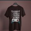 coffee brown color relationship status gamer graphic tee on a hanger