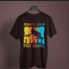 coffee brown color don't stop the music graphic tee on a hanger