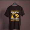 coffee brown color just keep working out until someone loves you printed tee on a hanger