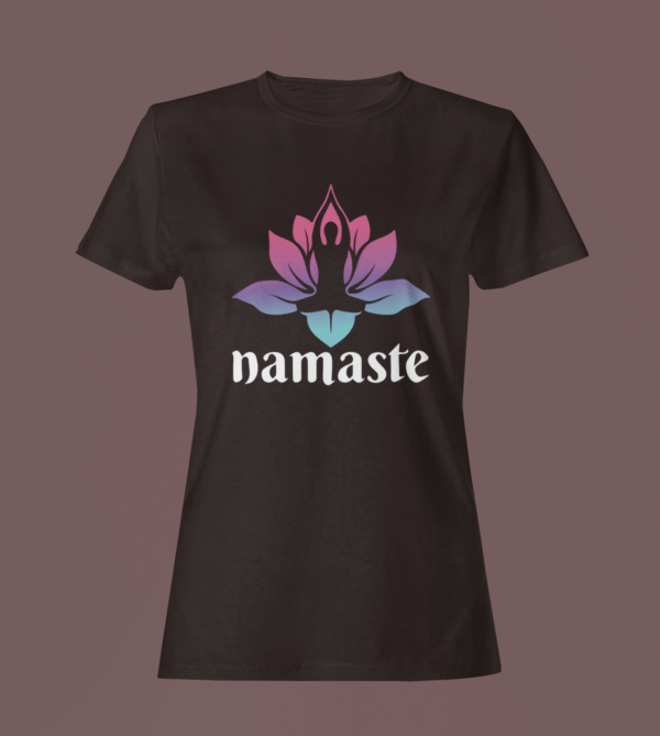 Coffee Brown Color Women’s Premium Quality Round Neck Half Sleeve Namaste Graphic Tees