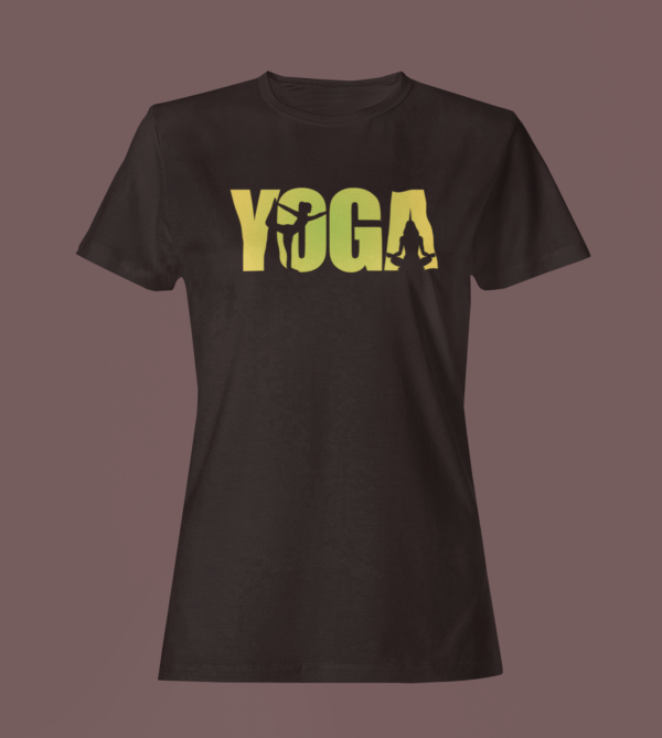 Coffee Brown Color Women’s Premium Quality Round Neck Half Sleeve Yoga Printed Tees