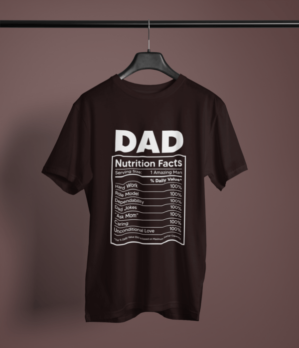 coffee-brown-dad-nutrition-facts graphic tee on-a-hanger