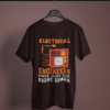 coffee brown color electrical engineers have just the right spark graphic printed t-shirt on a hanger
