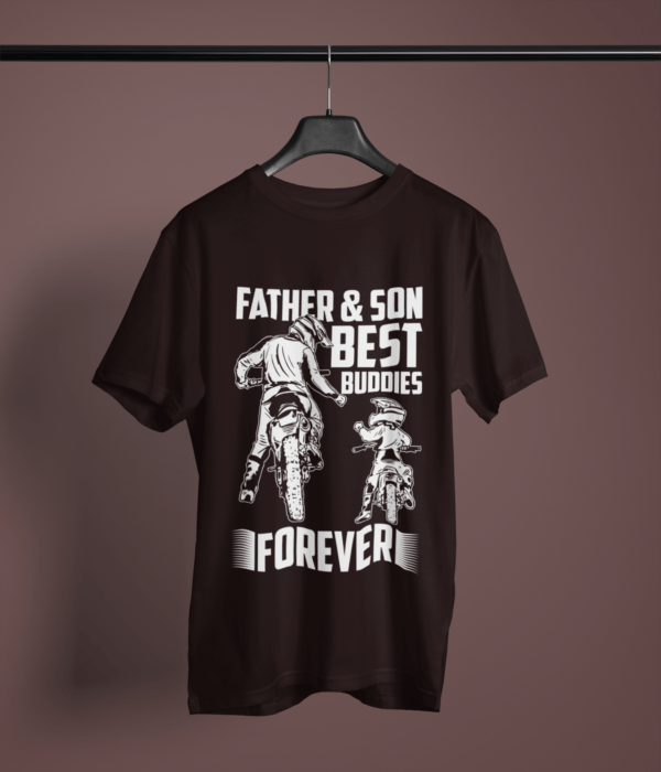 coffee-brown-father-and-son-best-buddies-forever graphic tee on-a-hanger