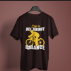 coffee-brown-life-is-all-about-balance printed t-shirt on-a-hanger
