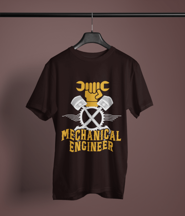 coffee-brown-mechanical-engineer graphic tee on-a-hanger