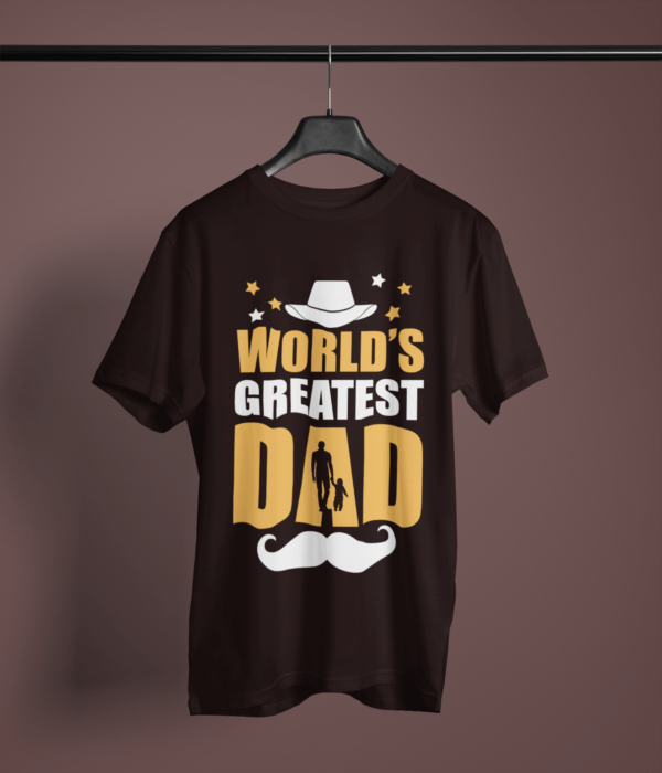 coffee-brown-worlds-greatest-dad printed tee on-a-hanger