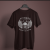 coffee brown color fitness improve your power printed tee on a hanger