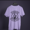 lavender color stronger everyday graphic tee on a hanger