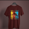 maroon color don't stop the music graphic tee on a hanger