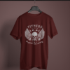 maroon color fitness improve your power printed tee on a hanger