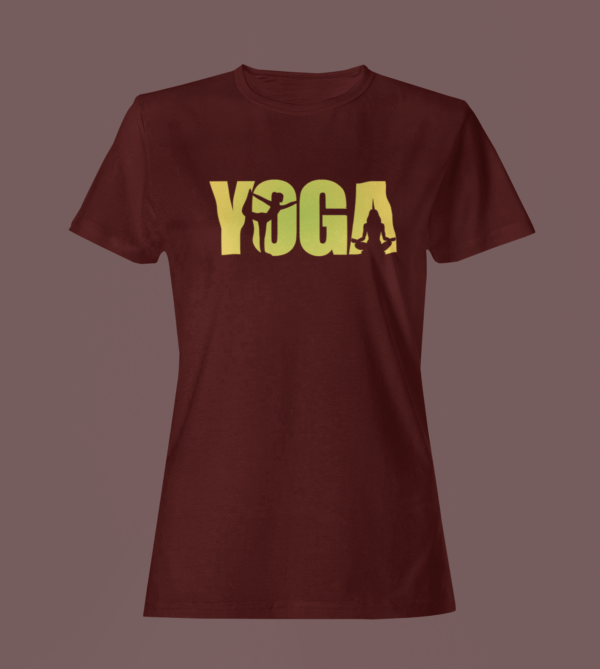 Maroon Color Women’s Premium Quality Round Neck Half Sleeve Yoga Printed Tees