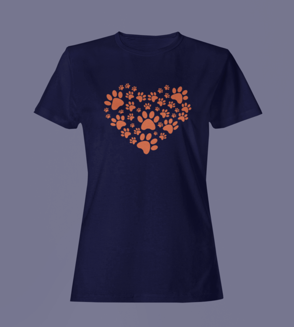 Navy Blue Color Women’s Premium Quality Half Sleeve Pawfect Love Printed Tees