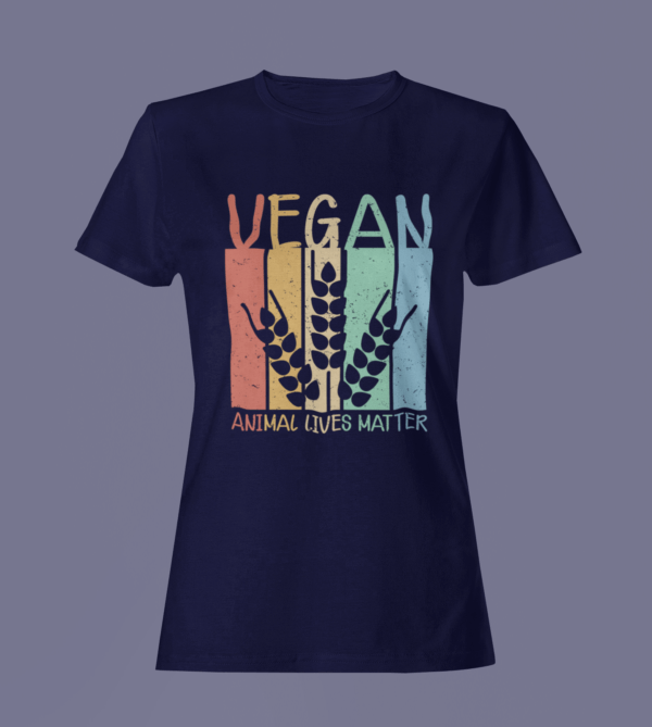 Navy Blue Color Women’s Premium Quality Round Neck Half Sleeve Animal Lives Matter Graphic Printed T-Shirts