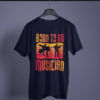 navy blue color born to be musician printed tee on a hanger
