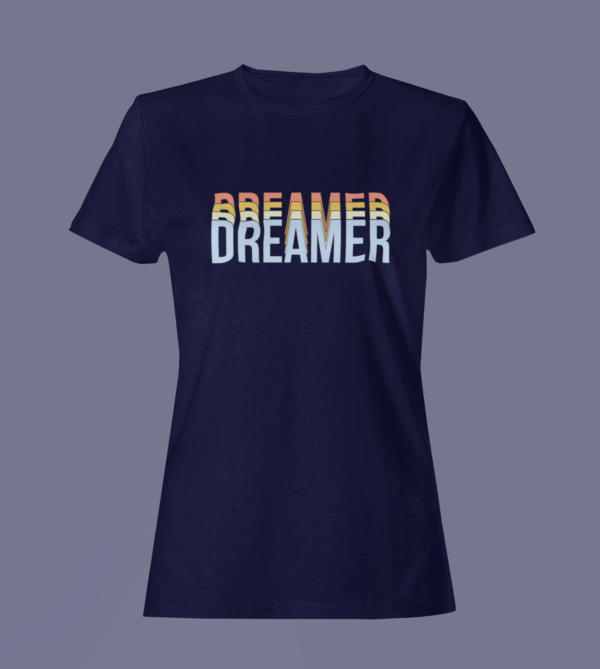 Navy Blue Color Women’s Premium Quality Round Neck Half Sleeve Dreamer Graphic Tees