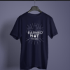navy blue color earned not given graphic tee on a hanger