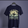 navy blue color enjoy the summer graphic printed t-shirt on a hanger