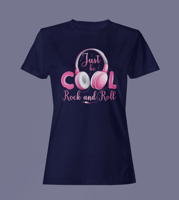 Navy Blue Women’s Premium Quality Round Neck Half Sleeve Just Be Cool Printed Tees