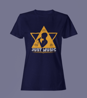 Navy Blue Color Women’s Premium Quality Round Neck Half Sleeve Just Music Graphic Tees