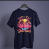 navy blue color just see yourself printed tee on a hanger