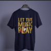 navy blue color let the music play printed tee on a hanger