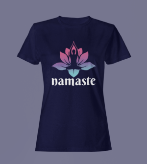 Navy Blue Color Women’s Premium Quality Round Neck Half Sleeve Namaste Graphic Tees