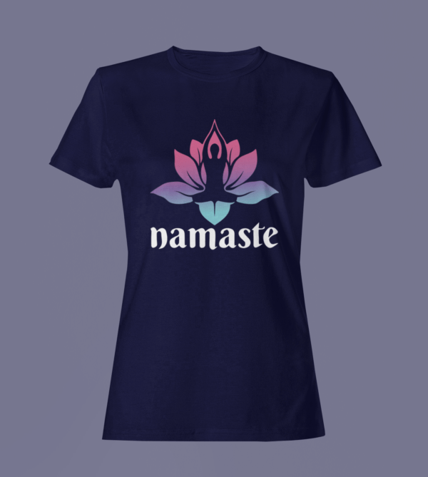 Navy Blue Color Women’s Premium Quality Round Neck Half Sleeve Namaste Graphic Tees