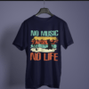 navy blue color music in my mind printed tee on a hanger